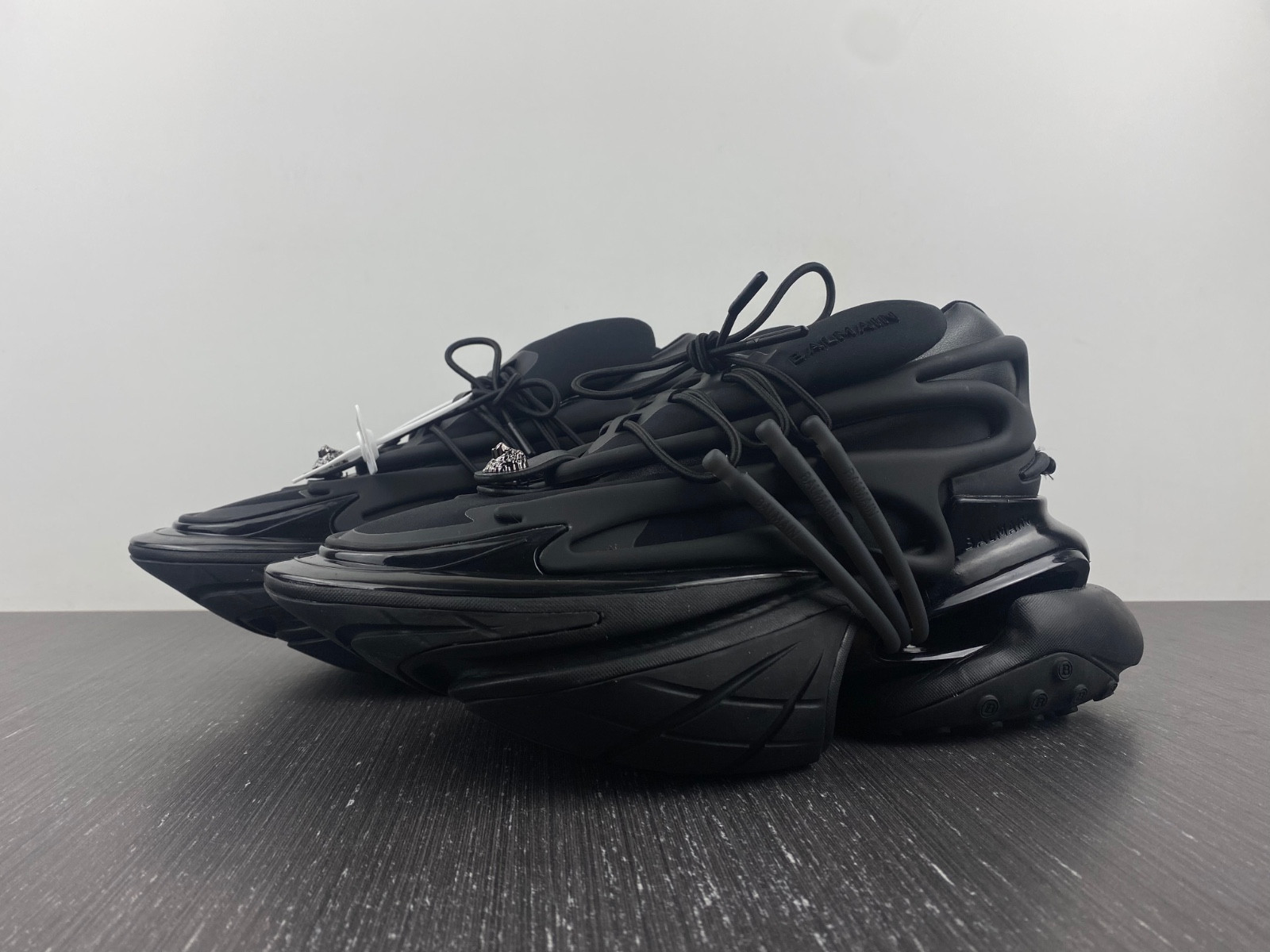 BALMAIN NEOPRENE AND LEATHER UNICORN LOW-TOP SNEAKERS