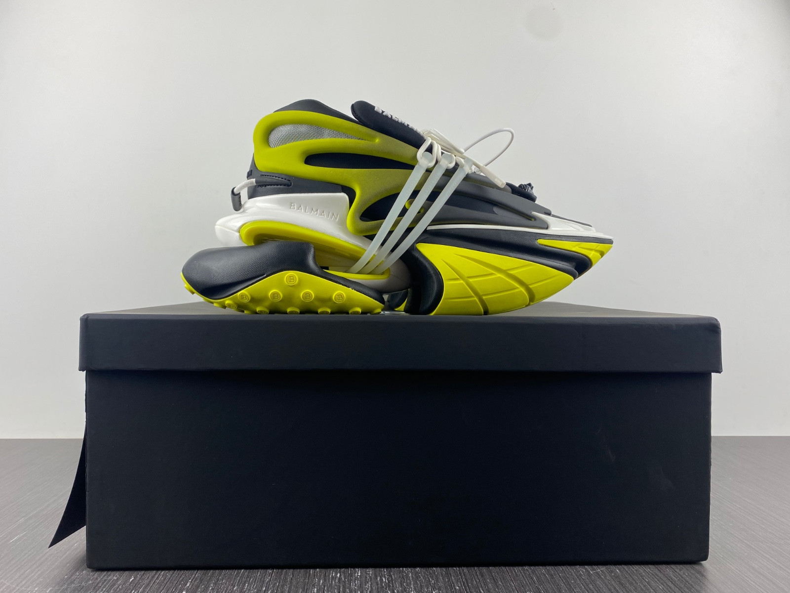 BALMAIN NEOPRENE AND LEATHER UNICORN LOW-TOP SNEAKERS