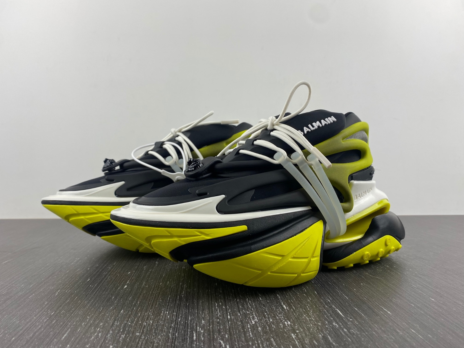 BALMAIN NEOPRENE AND LEATHER UNICORN LOW-TOP SNEAKERS