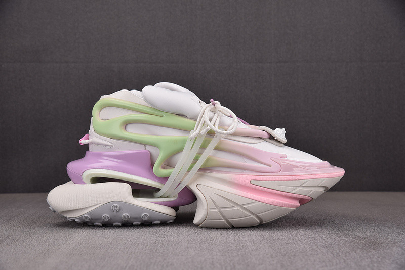 BALMAIN NEOPRENE AND LEATHER UNICORN LOW-TOP SNEAKERS