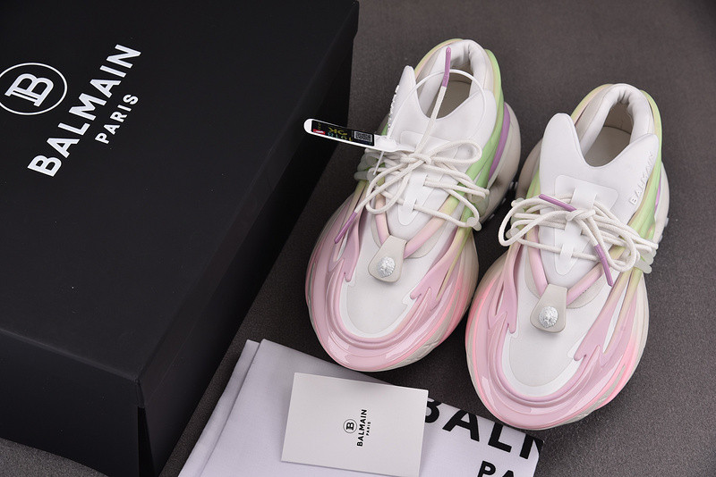 BALMAIN NEOPRENE AND LEATHER UNICORN LOW-TOP SNEAKERS