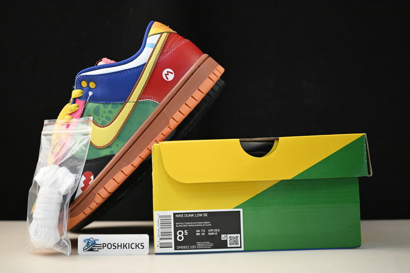 nike dunk low "what the S*per mario" custom dh0952 100