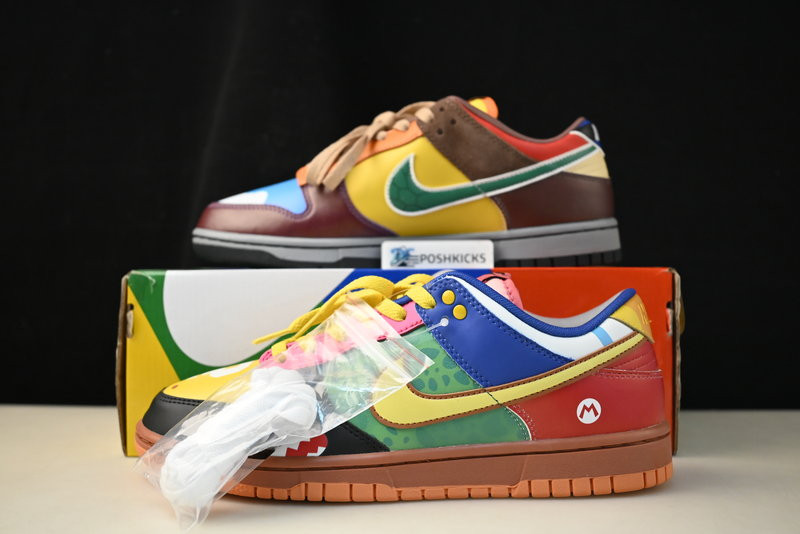 nike dunk low "what the S*per mario" custom dh0952 100