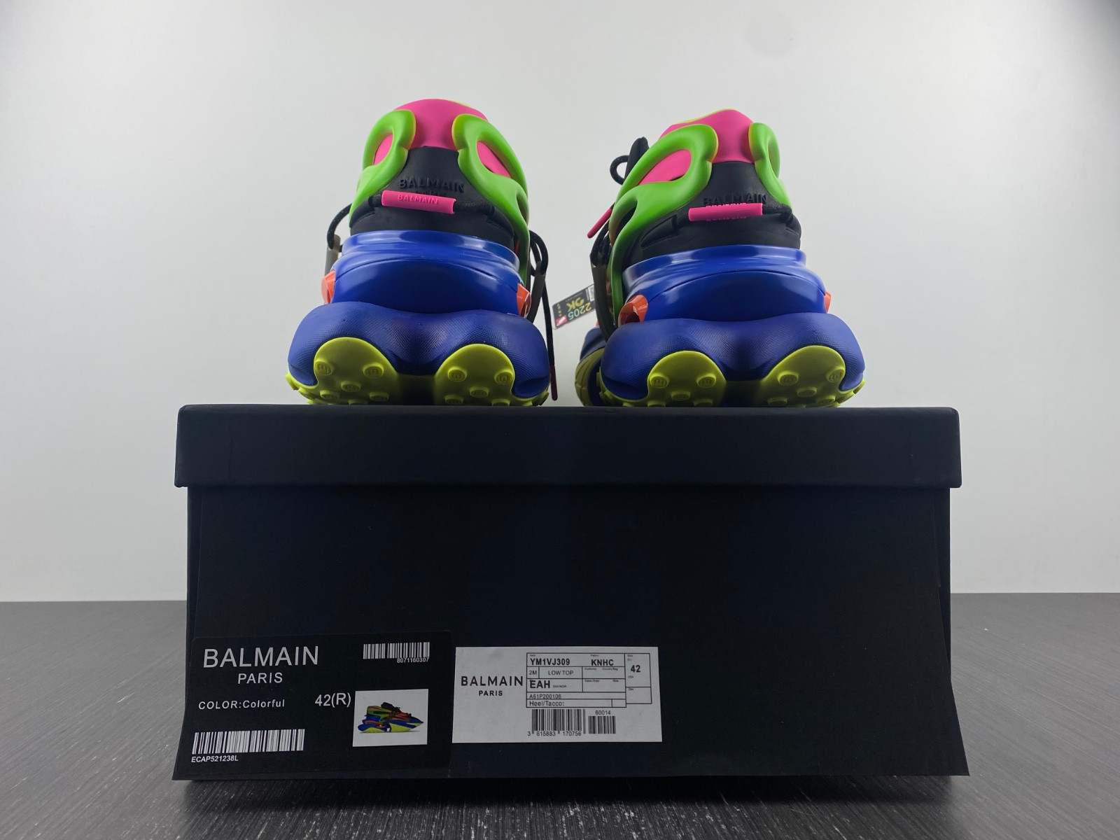 BALMAIN NEOPRENE AND LEATHER UNICORN LOW-TOP SNEAKERS