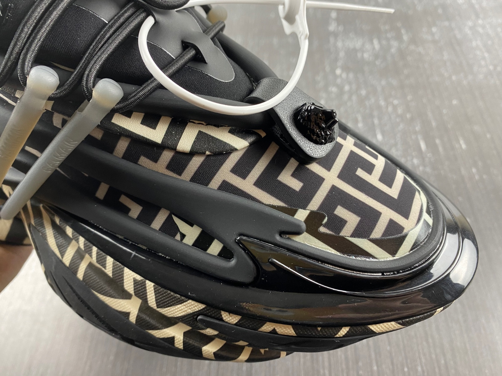 BALMAIN NEOPRENE AND LEATHER UNICORN LOW-TOP SNEAKERS