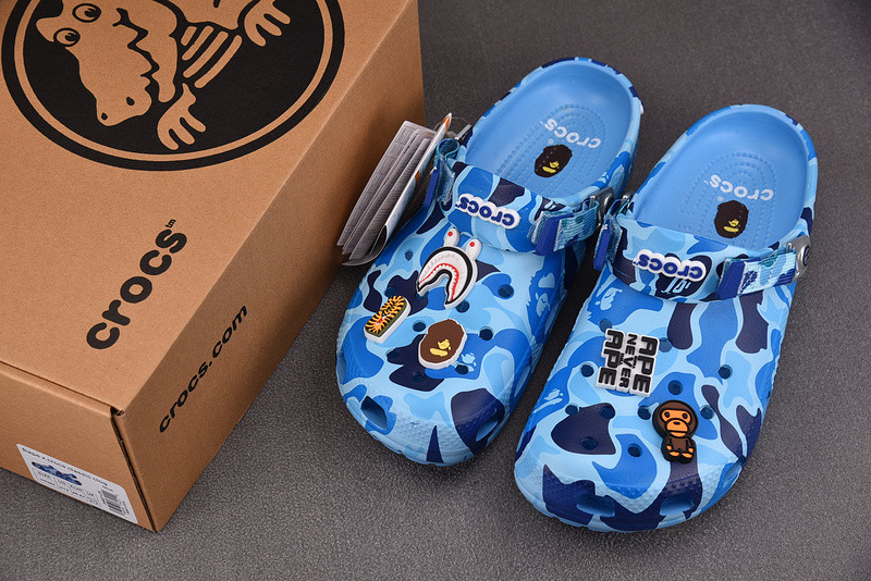 Cr*0*s classic clog a bathing ape abc camo blue