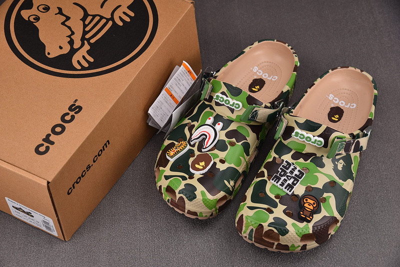 Cr*0*s classic clog a bathing ape abc camo green