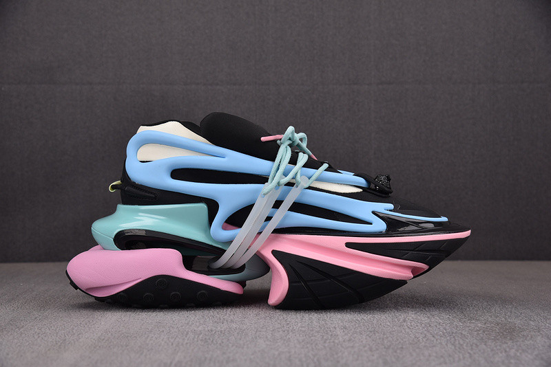 BALMAIN NEOPRENE AND LEATHER UNICORN LOW-TOP SNEAKERS