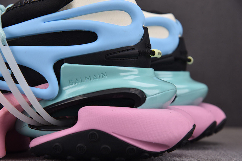 BALMAIN NEOPRENE AND LEATHER UNICORN LOW-TOP SNEAKERS