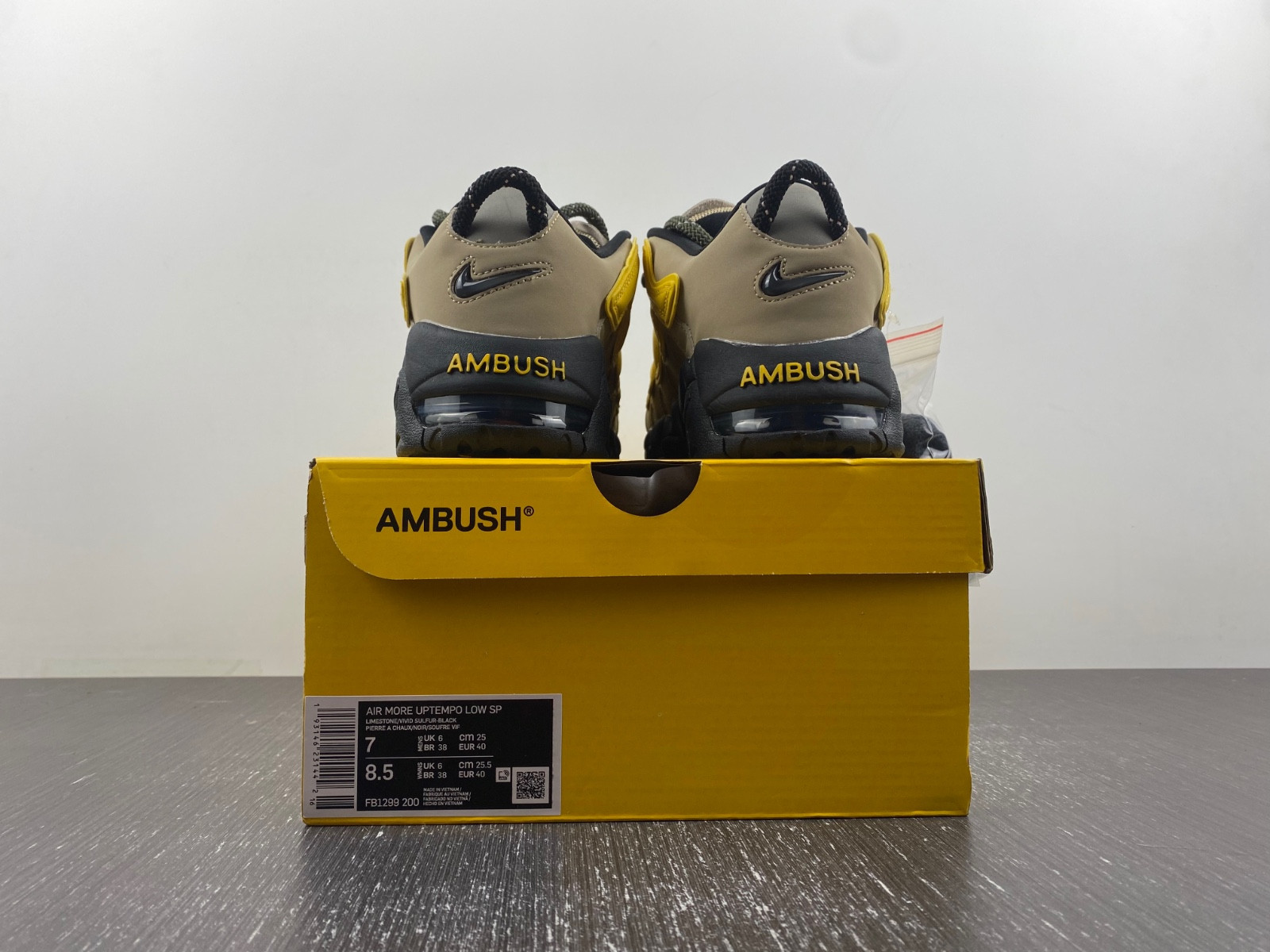 Nike Air More Uptempo Low AMBUSH Vivid Sulfur Limestone FB1299-200