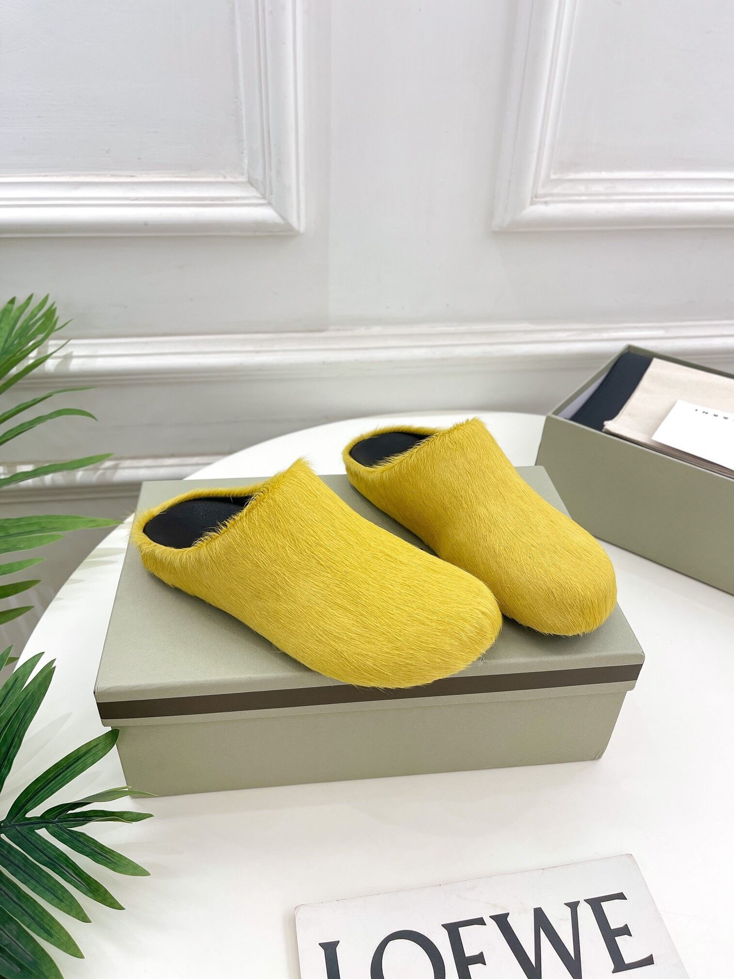 MARNI YELLOW FUSSBETT SABOT LOAFERS