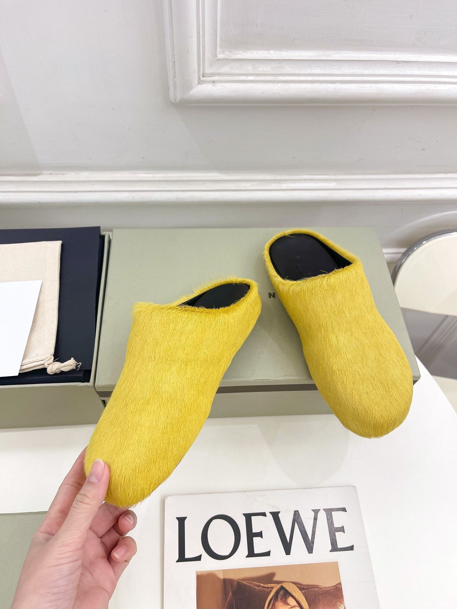 MARNI YELLOW FUSSBETT SABOT LOAFERS