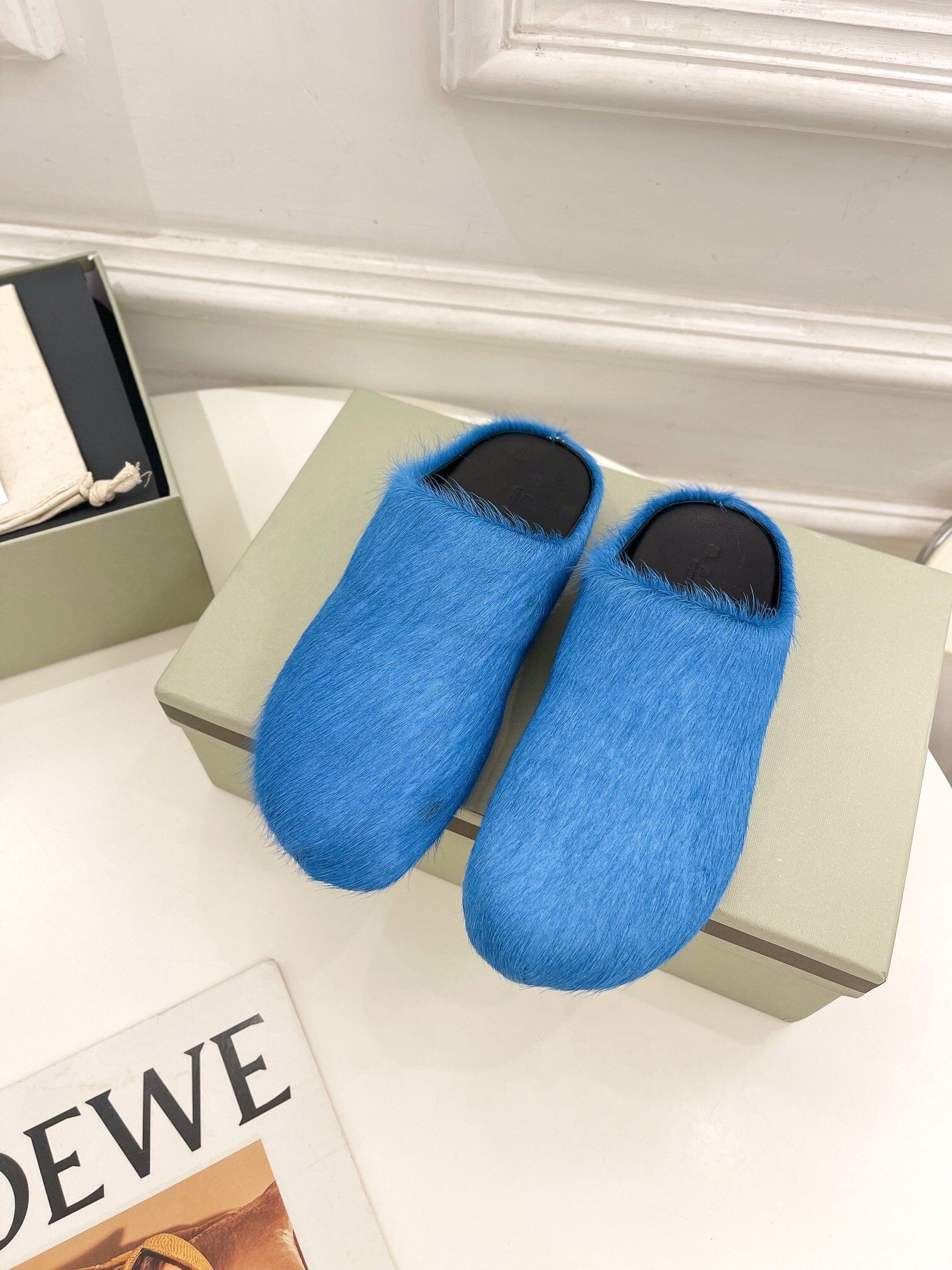 MARNI BLUE FUSSBETT SABOT LOAFERS