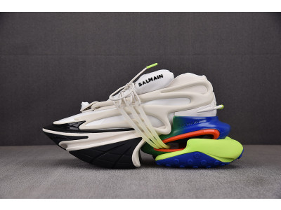 BALMAIN NEOPRENE AND LEATHER UNICORN LOW-TOP SNEAKERS