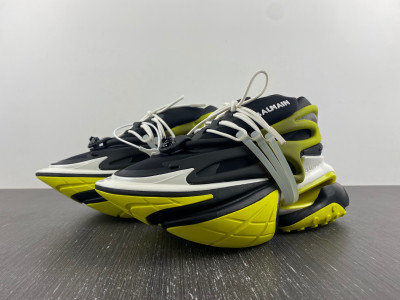 BALMAIN NEOPRENE AND LEATHER UNICORN LOW-TOP SNEAKERS