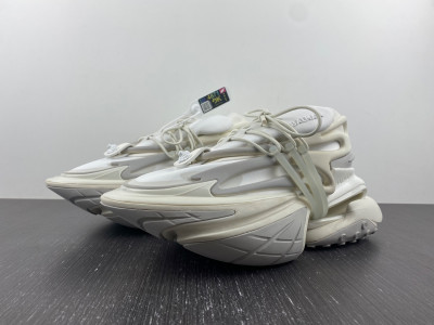 BALMAIN NEOPRENE AND LEATHER UNICORN LOW-TOP SNEAKERS