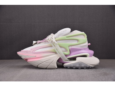 BALMAIN NEOPRENE AND LEATHER UNICORN LOW-TOP SNEAKERS