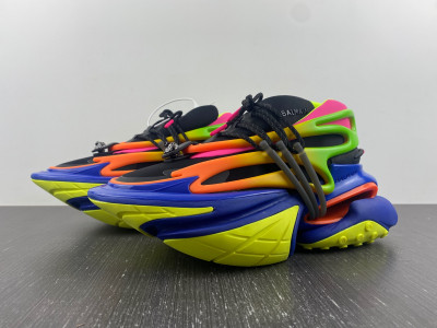 BALMAIN NEOPRENE AND LEATHER UNICORN LOW-TOP SNEAKERS