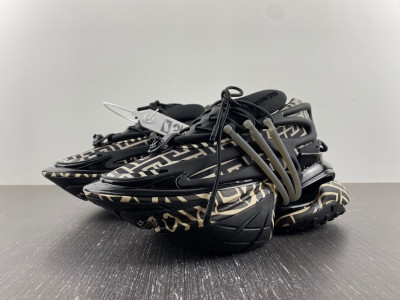 BALMAIN NEOPRENE AND LEATHER UNICORN LOW-TOP SNEAKERS