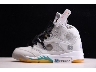 OW Air Jordan 5 Green Purple CT8480-105